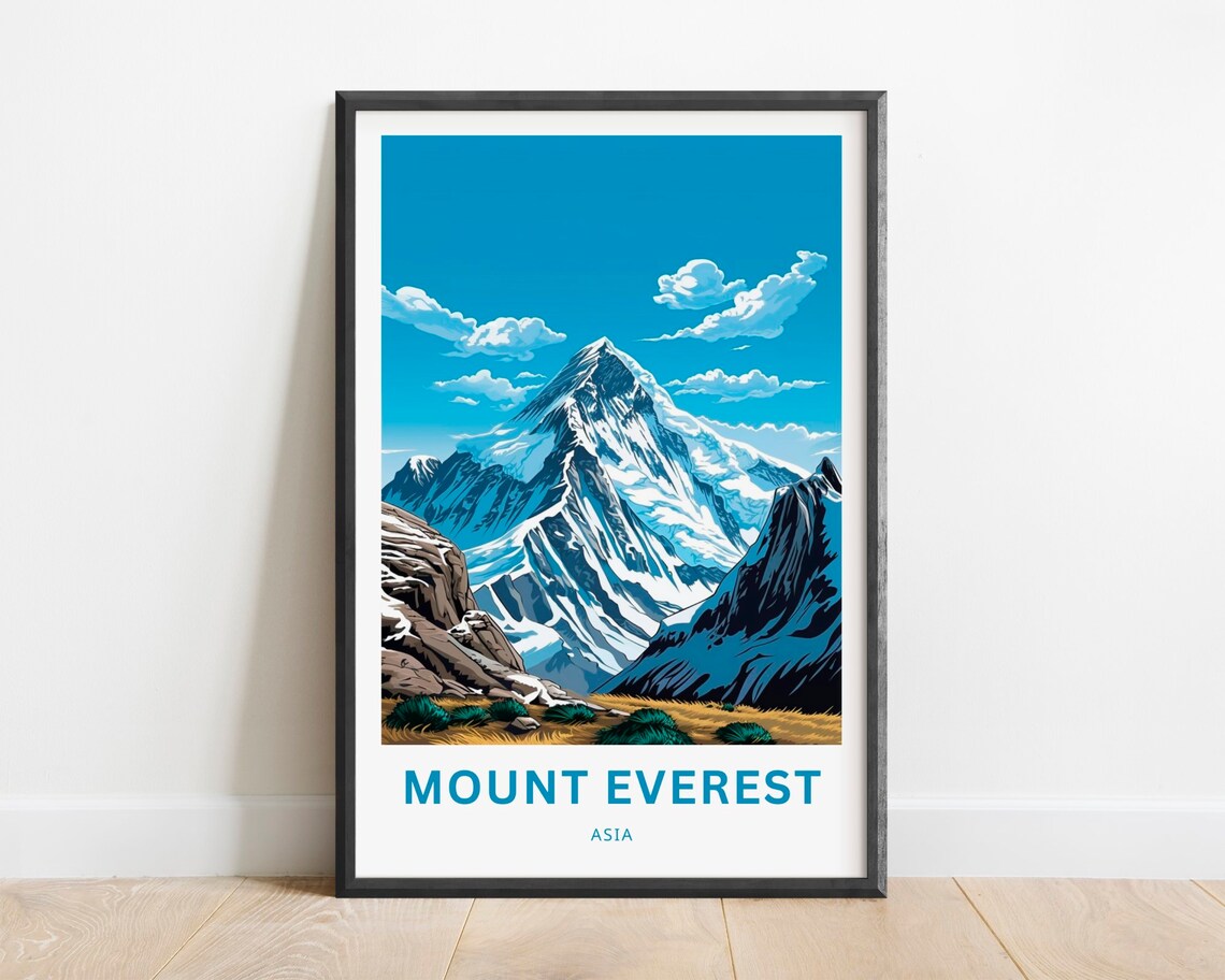 Mount Everest Print Himalayas Asia Wall Art Minimalist Mountain Peak File