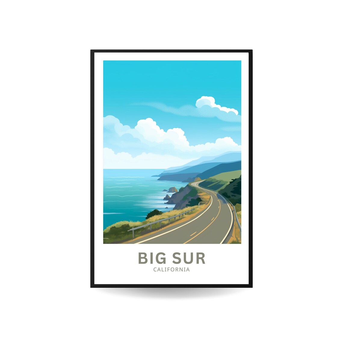 Big Sur California Pacific Coast Highway Cliff Drive Travel Poster - Image 2