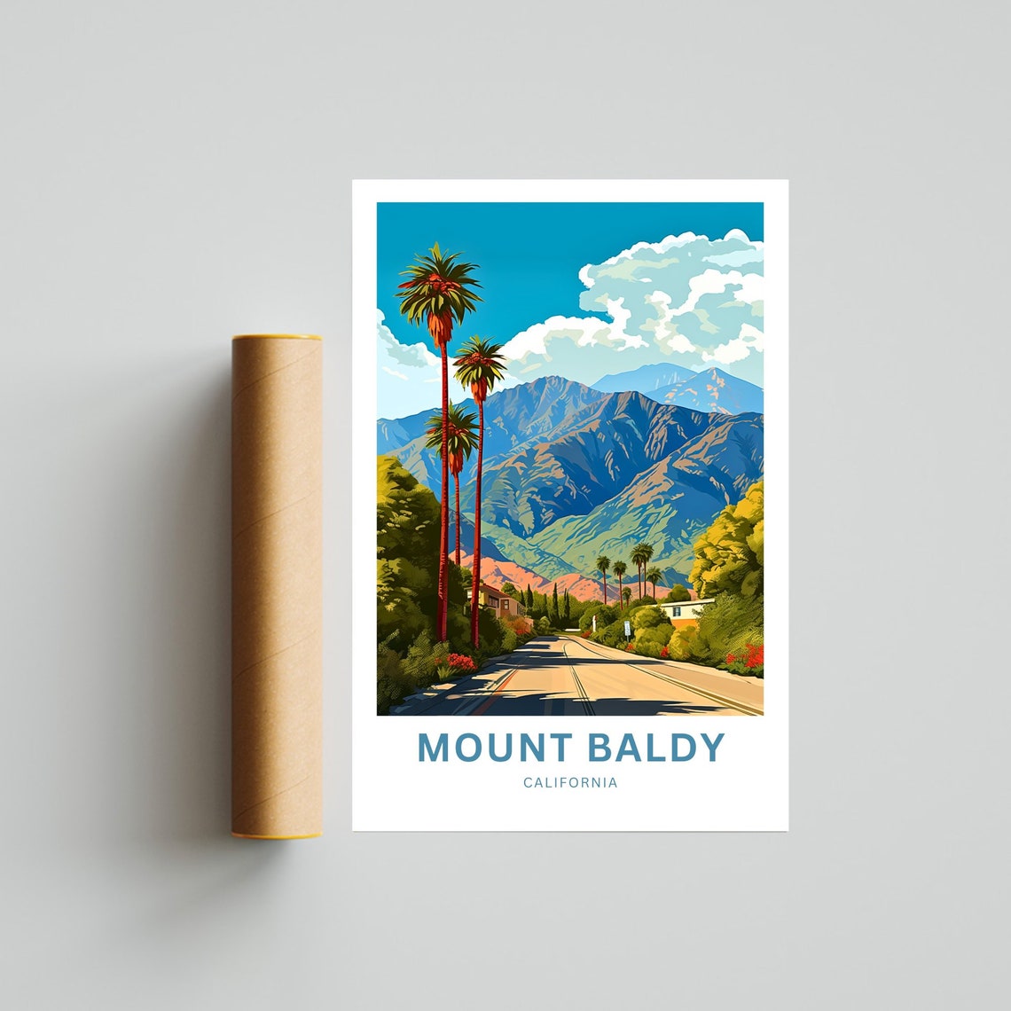 Personalized Mount Baldy California Palm Road Mountain Poster - Image 3