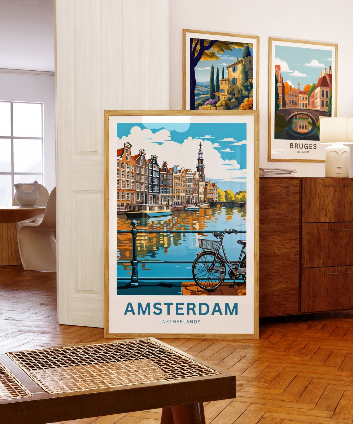 Amsterdam Netherlands Canal Bicycle Travel Poster Personalized Gift - Image 5