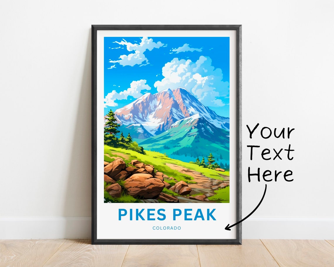 Pikes Peak Colorado Personalized Mountain Summit Custom Travel Poster