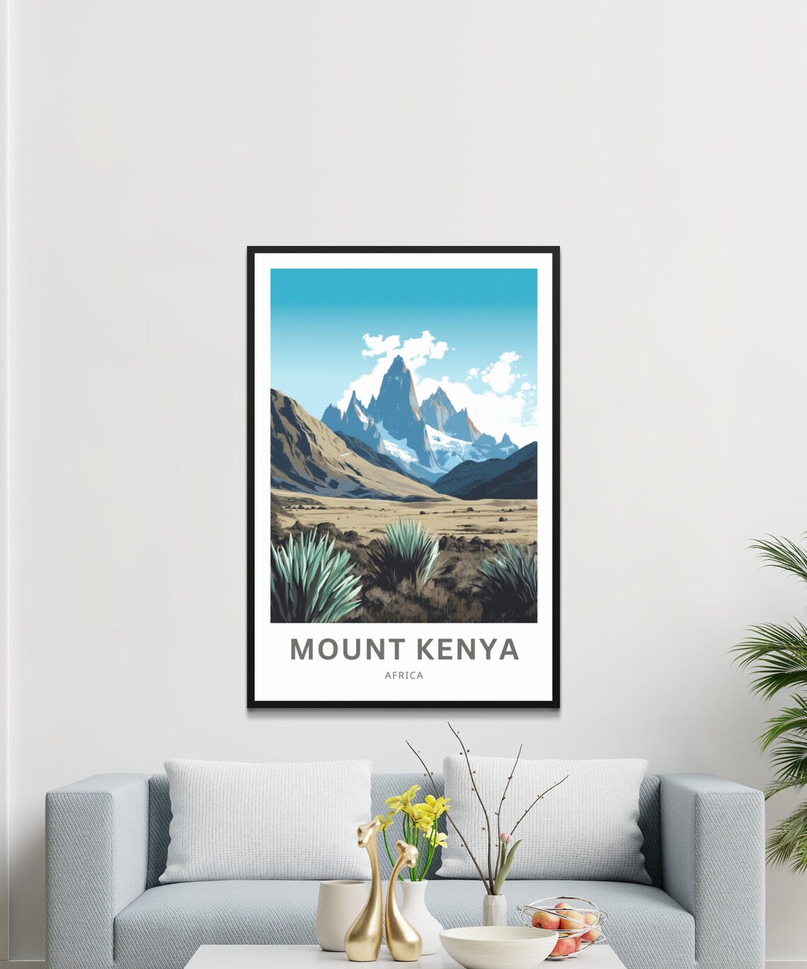 Mount Kenya Africa Jagged Peak Trek Personalized Mountain Poster - Image 3
