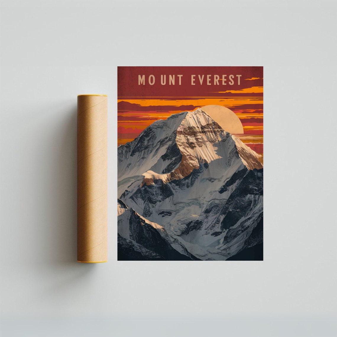 Mount Everest Rising Sun Snow Summit Fiery Sky Vintage Poster - Image 3