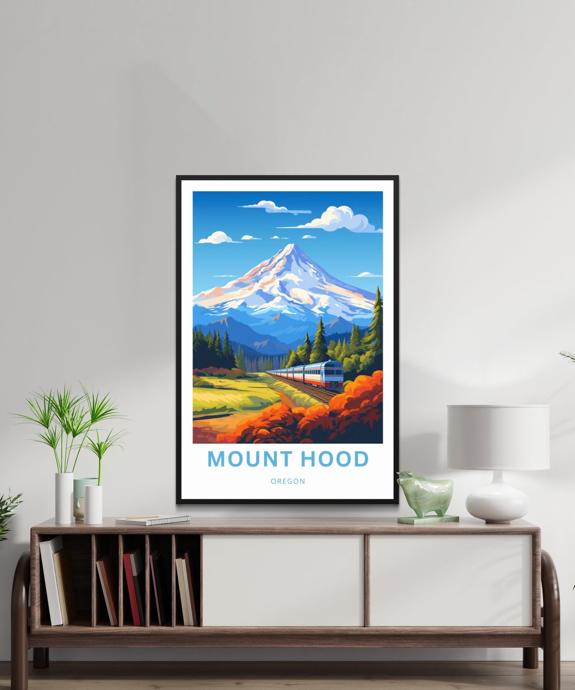 Mount Hood Oregon Scenic Mountain Railway Train Personalized Poster - Image 2