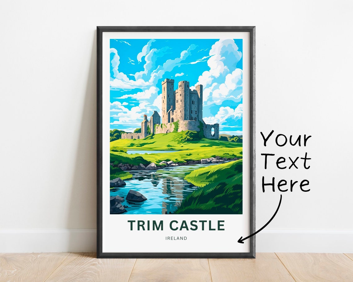 Personalized Trim Castle Ireland Ruins Hill Stream Gift Poster