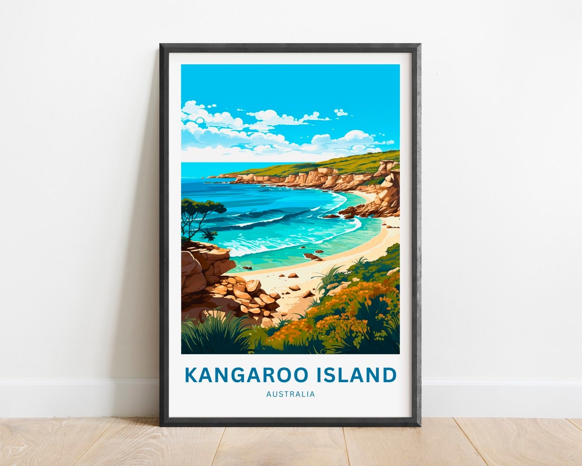 Kangaroo Island Travel Print Kangaroo Island Poster Australia Wall Art Framed Present Gift Australia Present