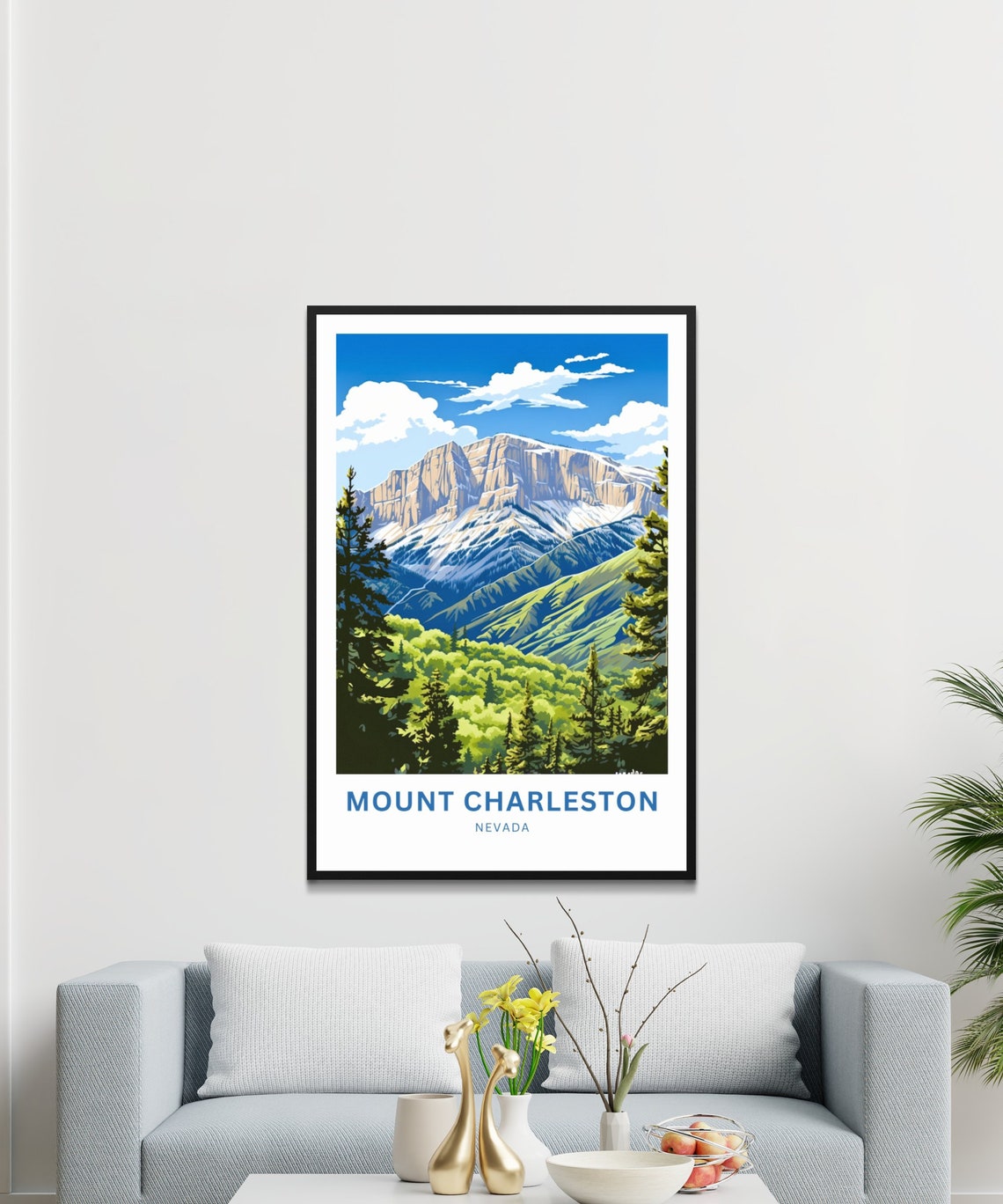 Personalized Mount Charleston Nevada Snow Peak Forest View Poster - Image 3