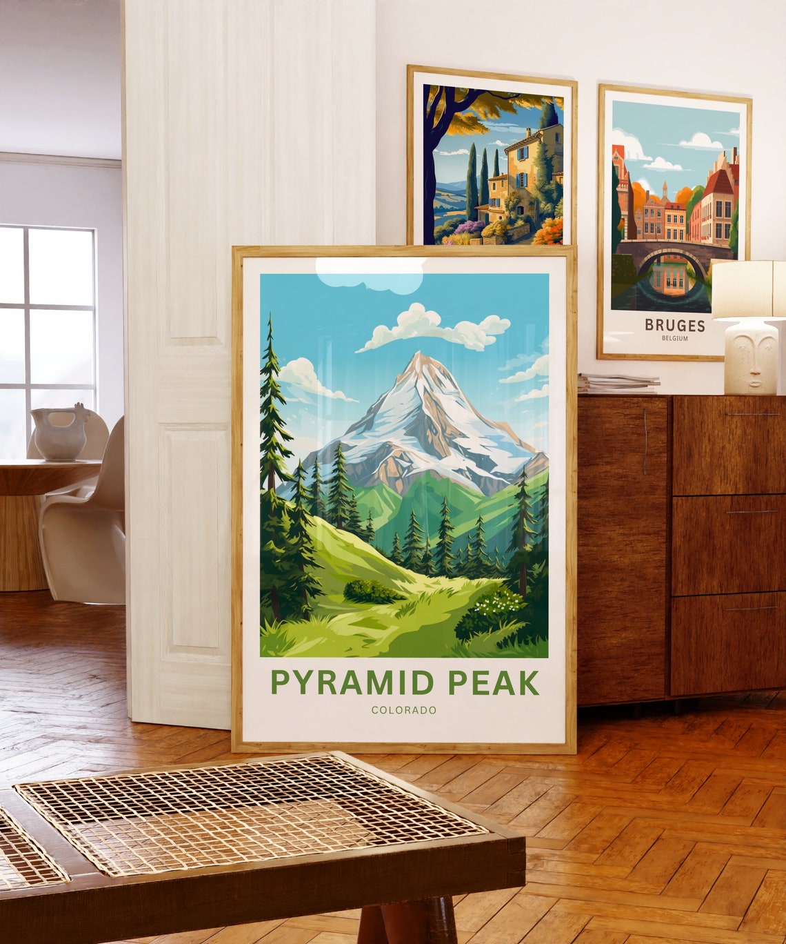 Pyramid Peak Colorado Snowy Summit Pine Meadow Custom Art Poster - Image 5