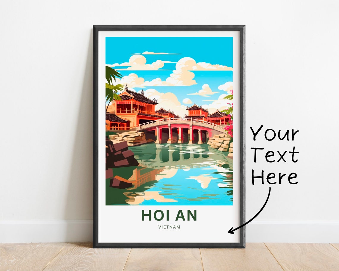 Personalized Hoi An Vietnam Japanese Bridge Riverside Poster