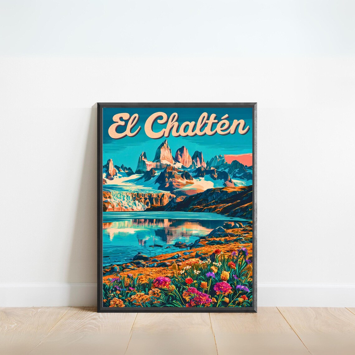 El Chaltén Patagonia Argentina Vintage Fitz Roy Peaks Travel Poster