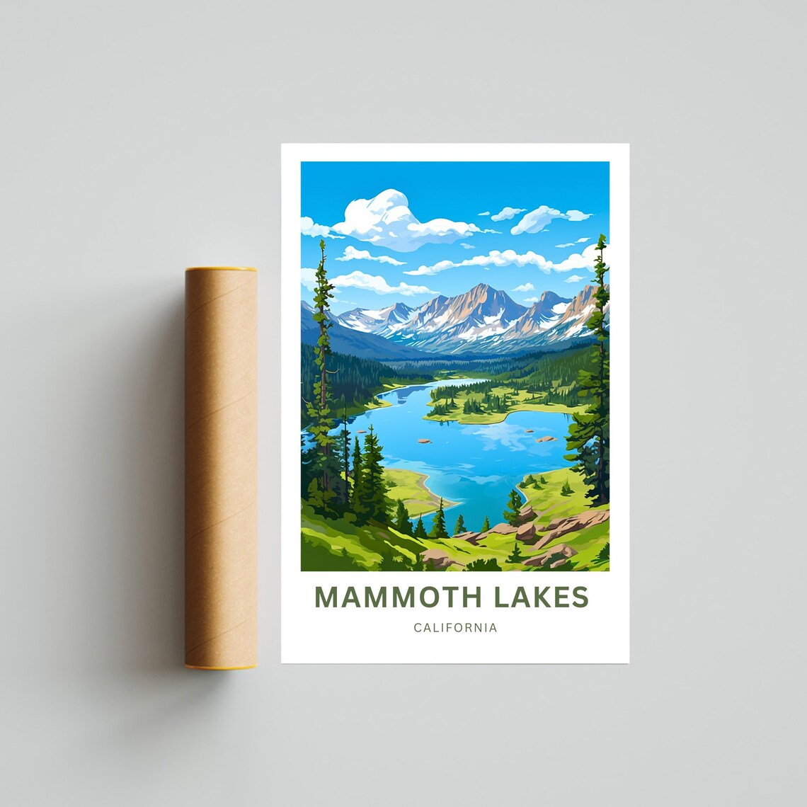 Mammoth Lakes California Blue Lake and Snowy Peaks Pines Poster - Image 4