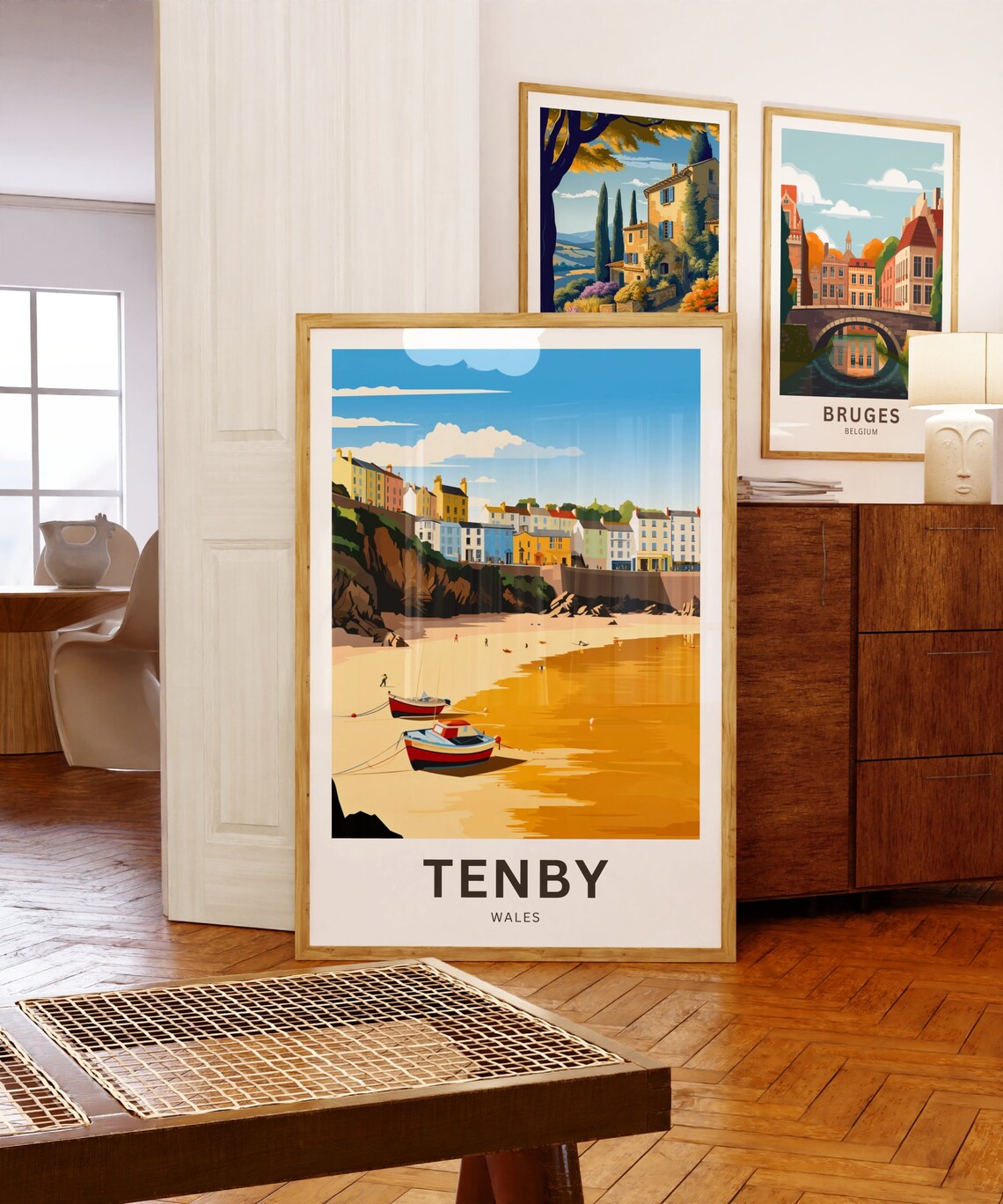 Tenby Wales Golden Beach Fishing Boats Vintage Travel Poster Gift - Image 5