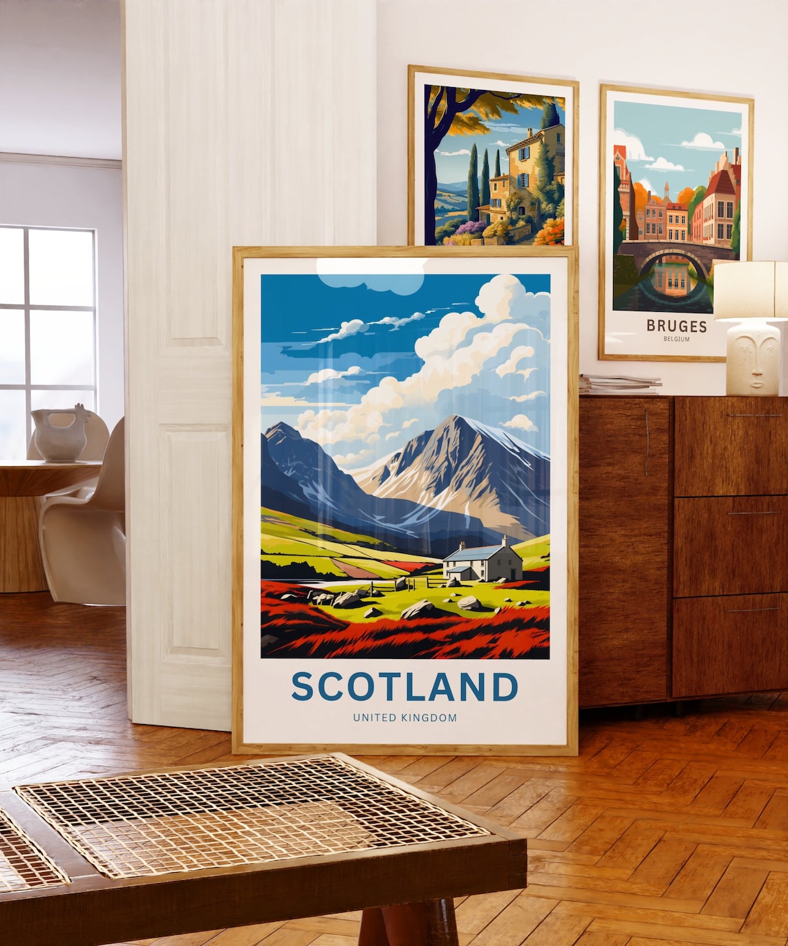 Scotland UK Highland Glen Cottage Mountain Landscape Travel Poster - Image 5