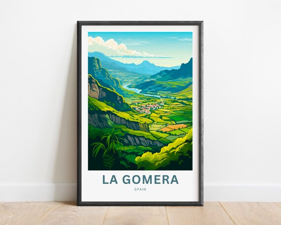 La Gomera Spain Canary Island Valley Vista Vintage Travel Poster
