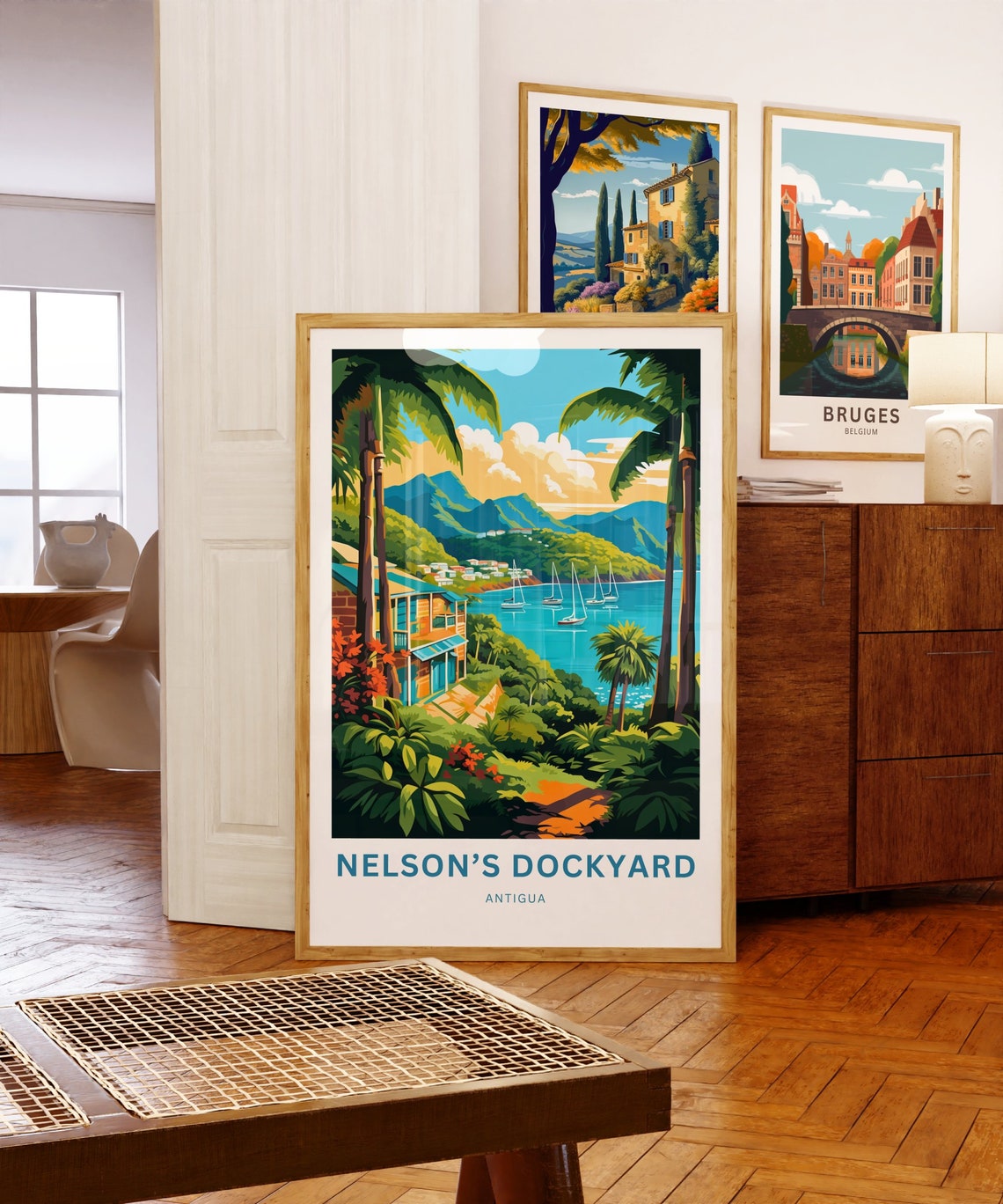 Nelson's Dockyard Antigua Classic Palm Bay Sailboat Travel Poster - Image 5