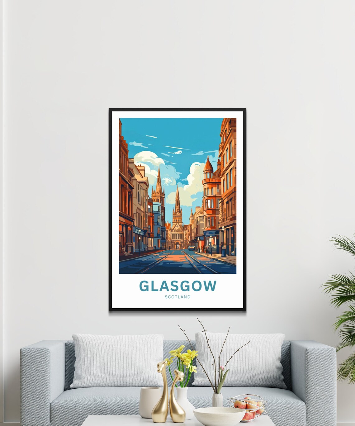Glasgow Scotland Street of Spires View Personalized Travel Poster - Image 2