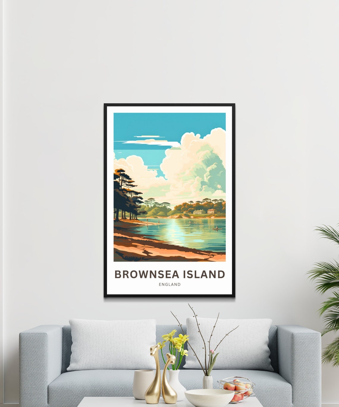 Personalized Brownsea Island England Sandy Beach Custom Travel Poster - Image 3