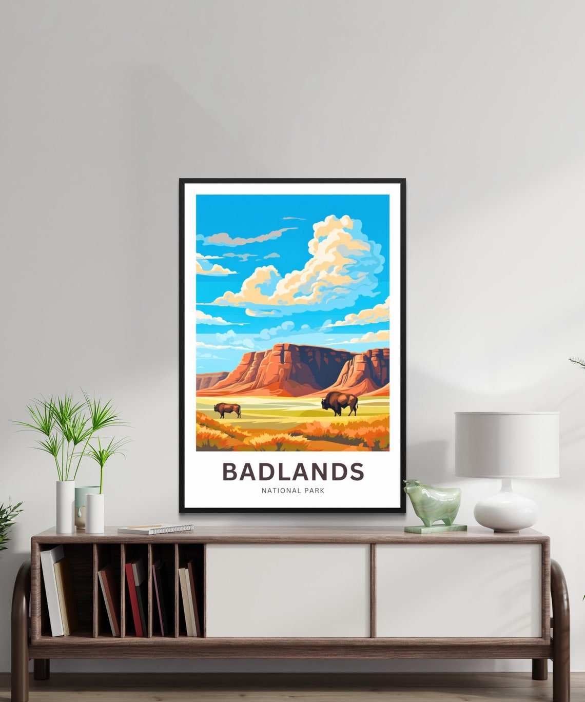 Badlands National Park Bison Prairie Red Rocks Custom Poster - Image 2