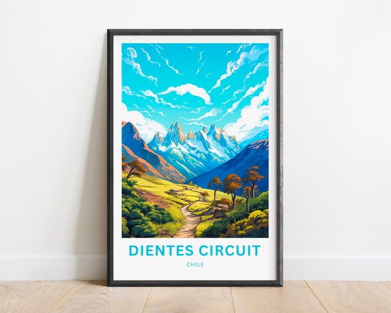 Dientes Circuit Trek Circuit Travel Print Dientes Circuit Trek Circuit Poster Chile Wall Art Framed Present Gift Chile Present