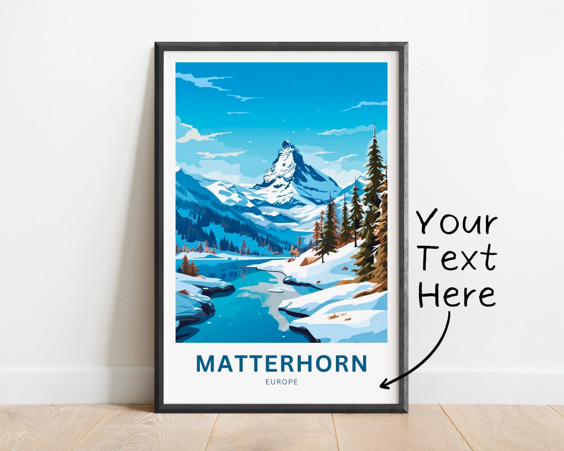 Personalized Matterhorn Europe Snowcapped Peak Lake Travel Poster