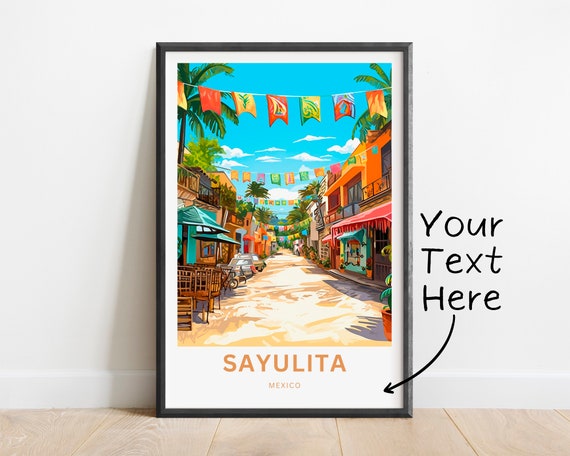 Personalized Sayulita Travel Print Sayulita Poster Mexico Wall Art Framed Present Gift Mexico Present