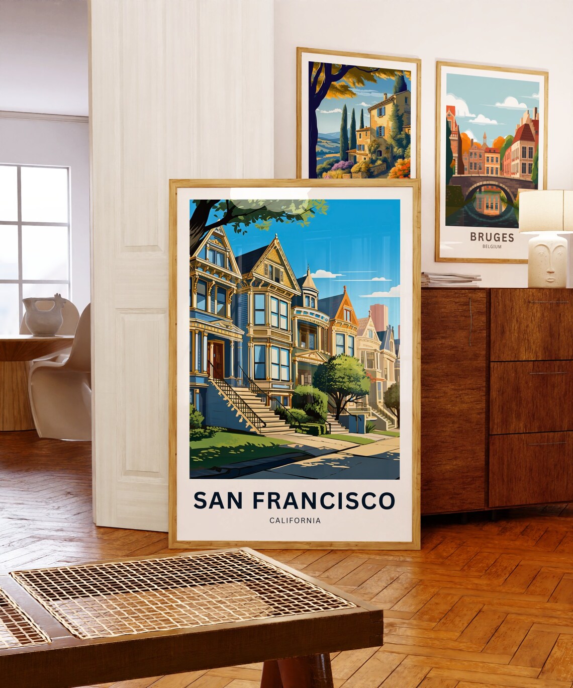 San Francisco Painted Ladies Victorian Houses Vintage Travel Poster - Image 5