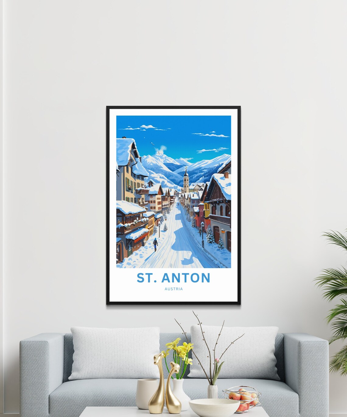 St Anton Austria Snowy Winter Village Personalized Travel Poster - Image 3