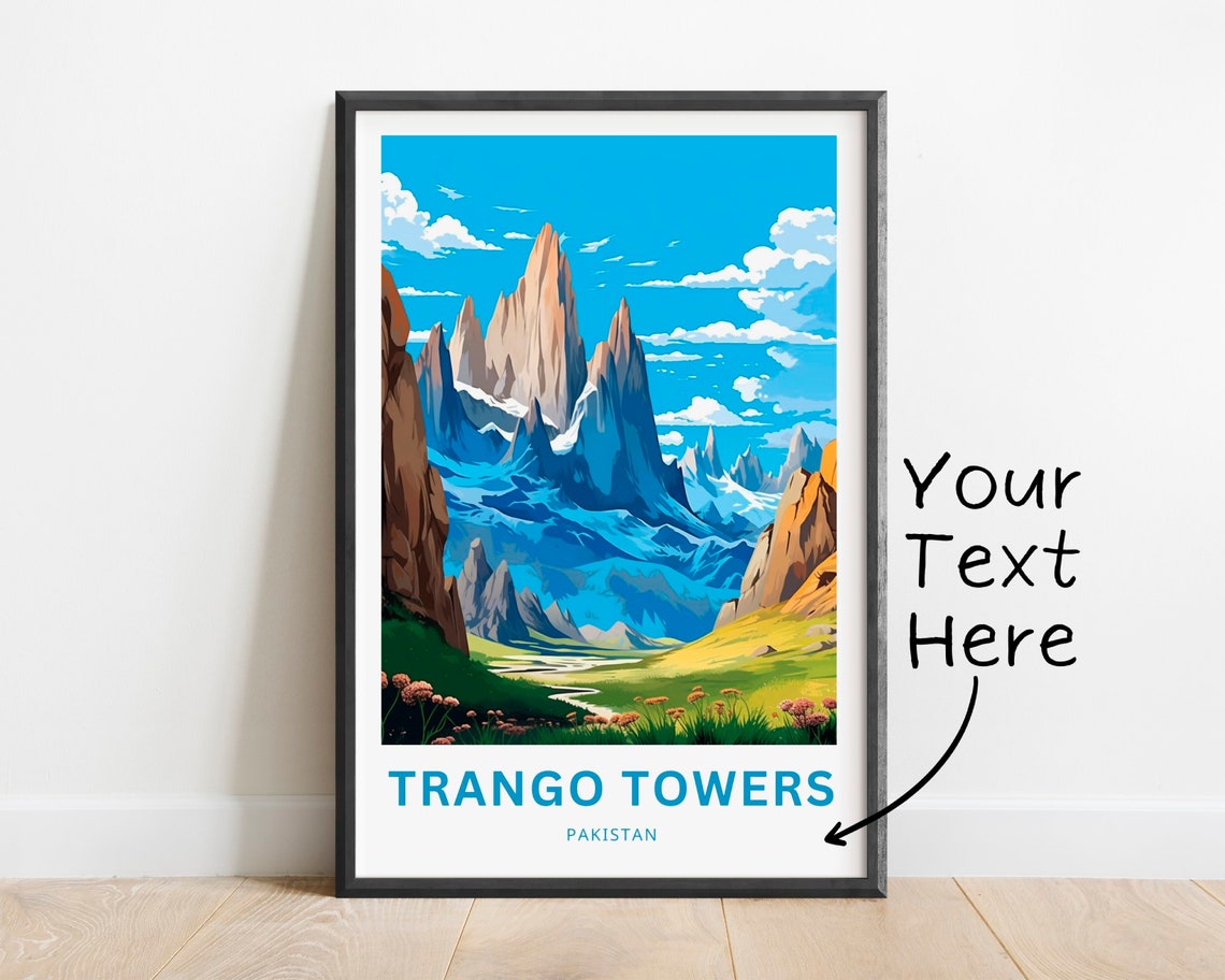 Personalized Trango Towers Pakistan Meadow Peaks Custom Travel Poster