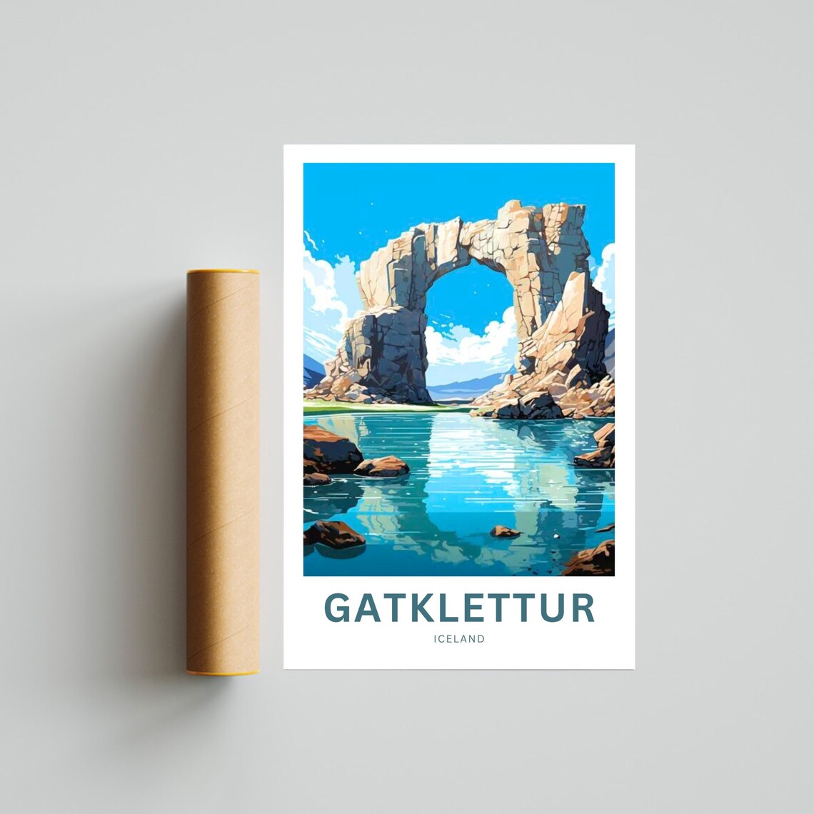 Personalized Gatklettur Iceland Poster with Coastal Rock Arch Art - Image 4