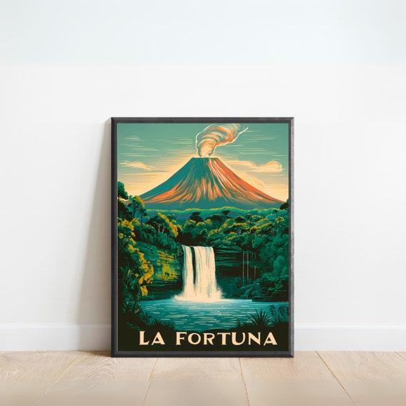 La Fortuna Vintage Travel Poster, Costa Rica