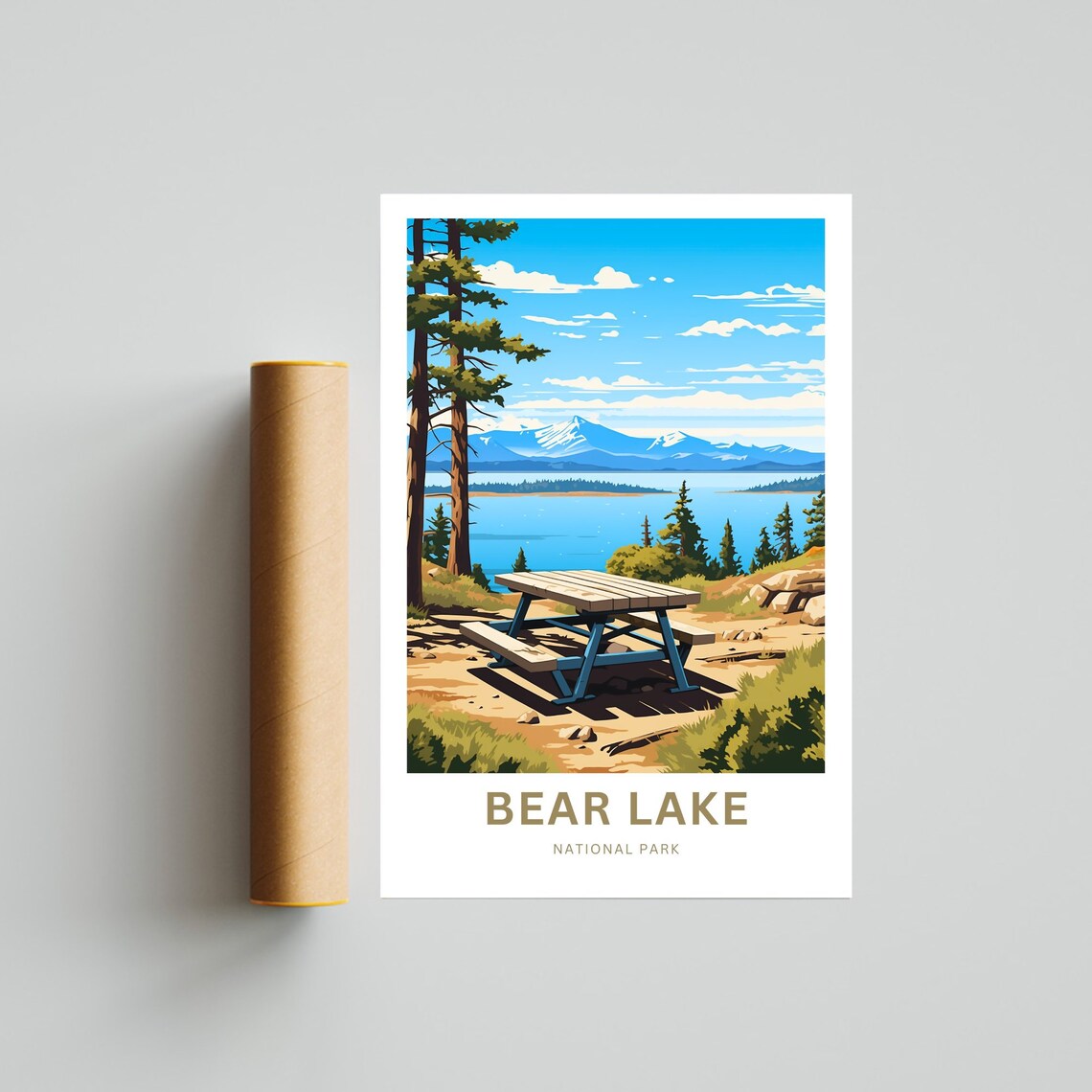 Bear Lake National Park Scenic Lakeshore Picnic View Travel Poster - Image 4