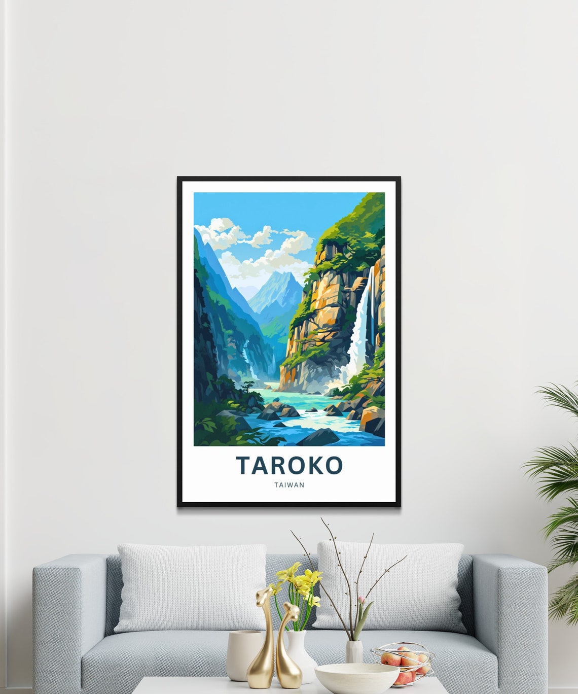 Personalized Taroko Taiwan Gorge Waterfall Custom Text Poster - Image 3