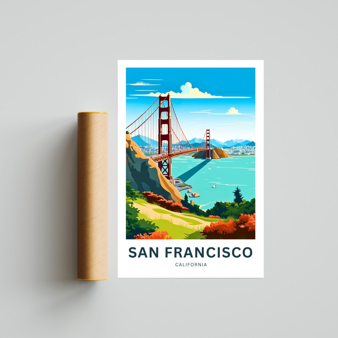 San Francisco California Golden Gate Bridge Bay View Travel Poster - Image 4
