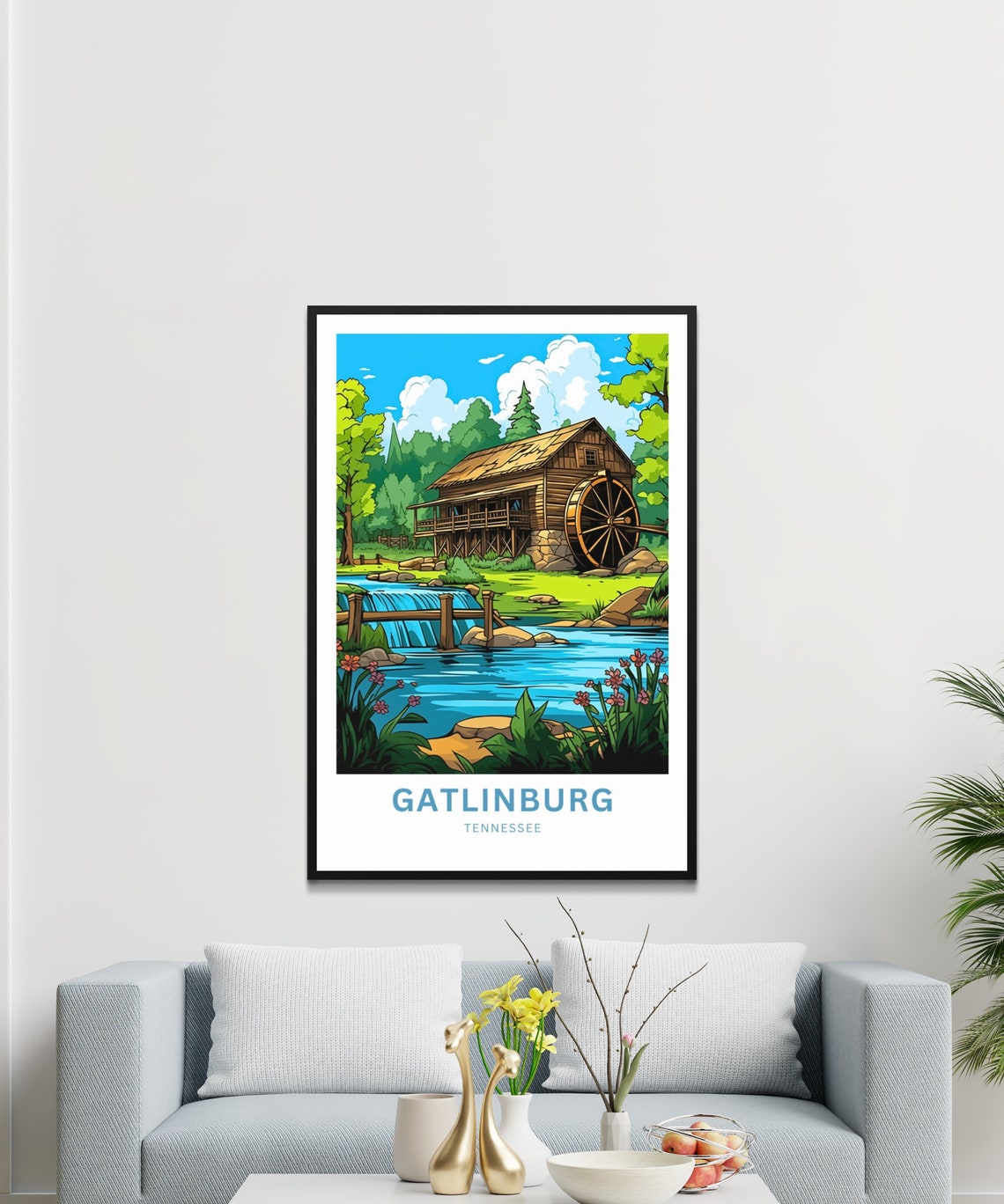 Gatlinburg Tennessee Old Watermill Creek Mountain Scenic Poster - Image 4