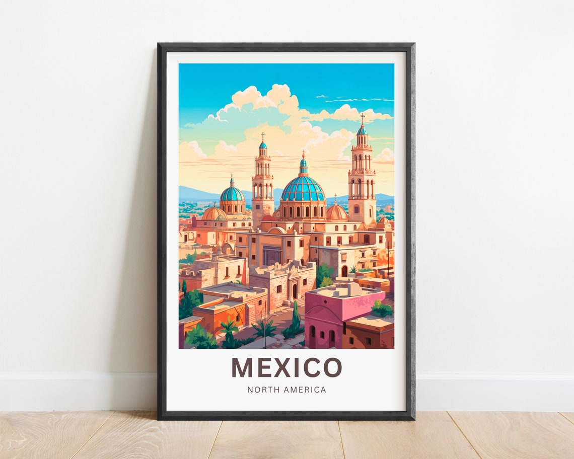Personalized Mexico Travel Print Mexico Poster North America Wall Art Framed Present Gift North America Present - Image 2
