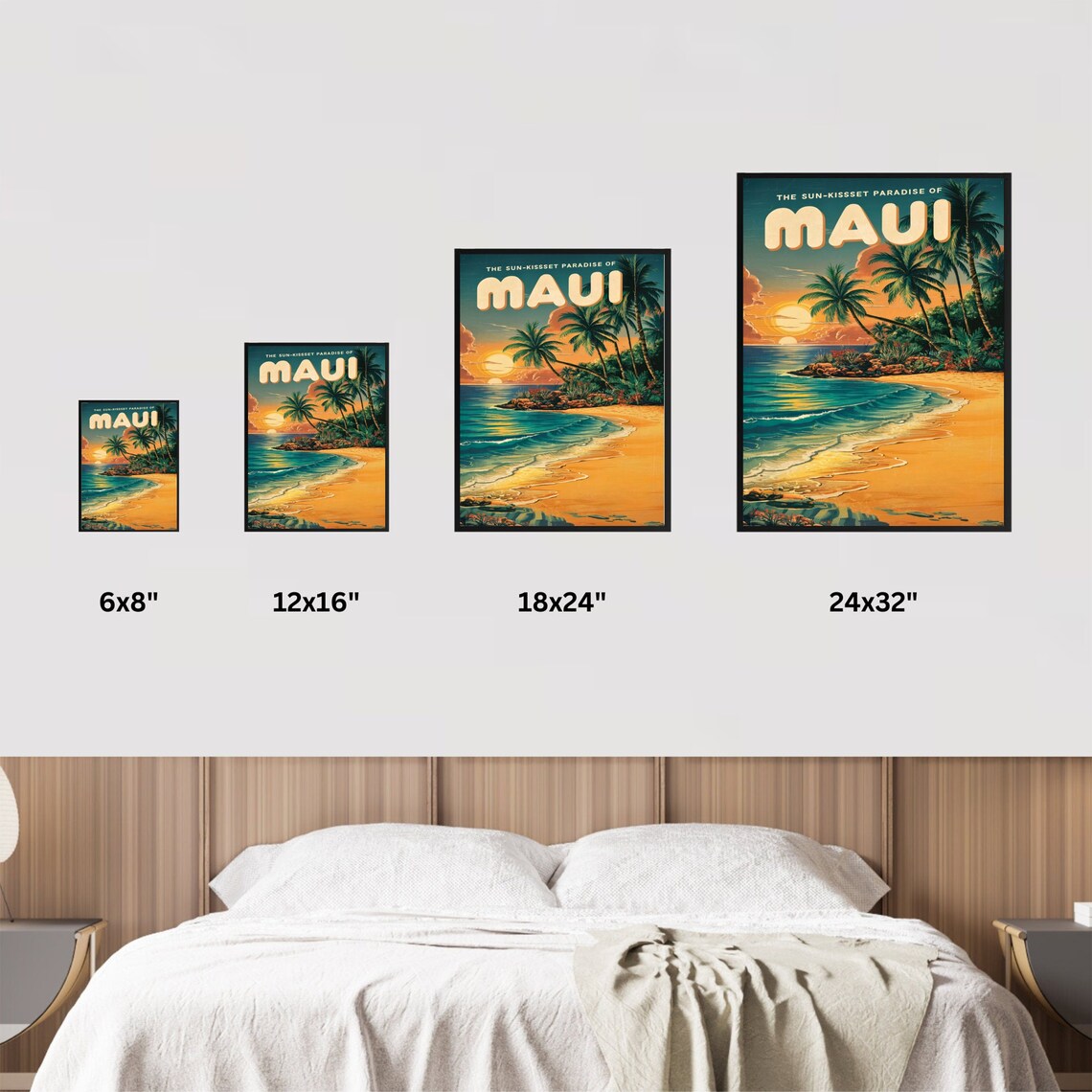 Maui Hawaii Sun Kissed Paradise Sunset Beach Palm Vintage Poster - Image 4