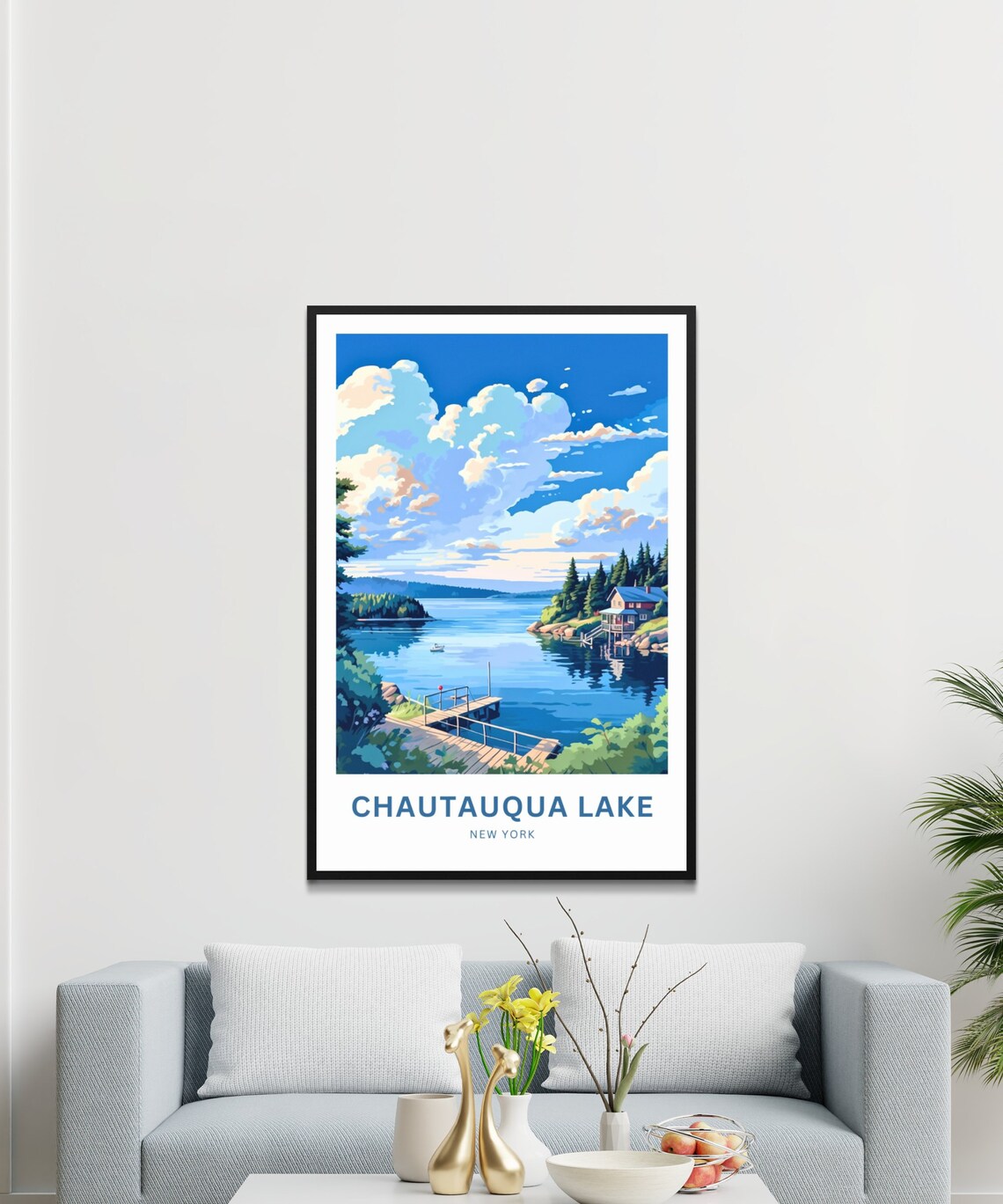 Chautauqua Lake New York Cloudy Morning Shores Dock Travel Poster - Image 2