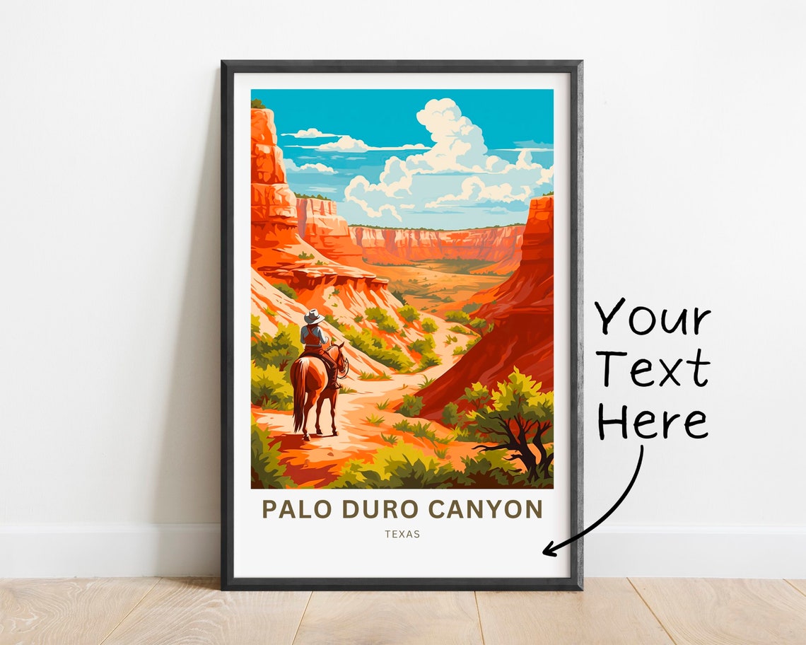 Personalized Palo Duro Canyon Texas Cowboy Horseback Trail Poster