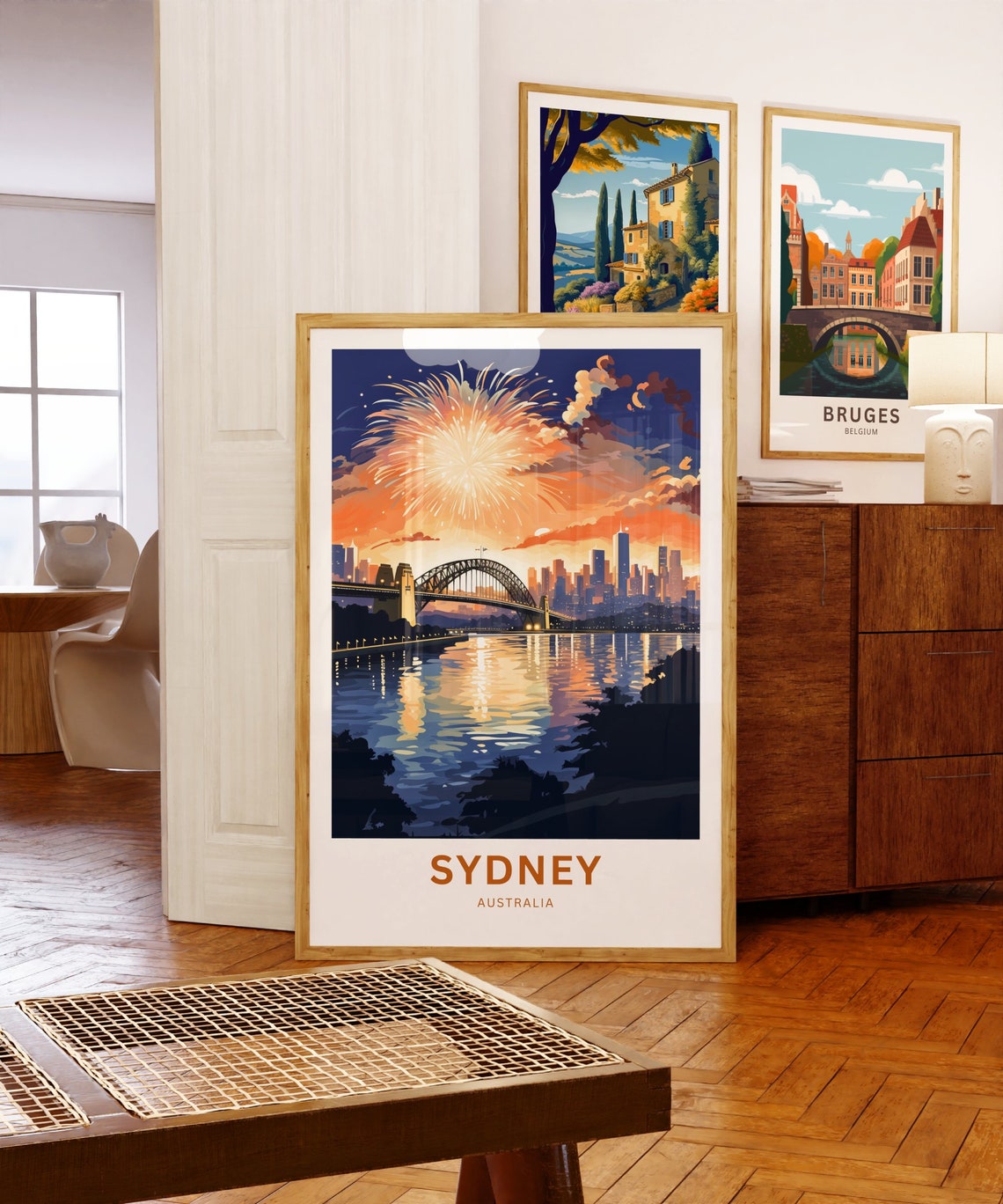 Sydney Australia Harbour Bridge Fireworks Sunset Travel Poster - Image 5