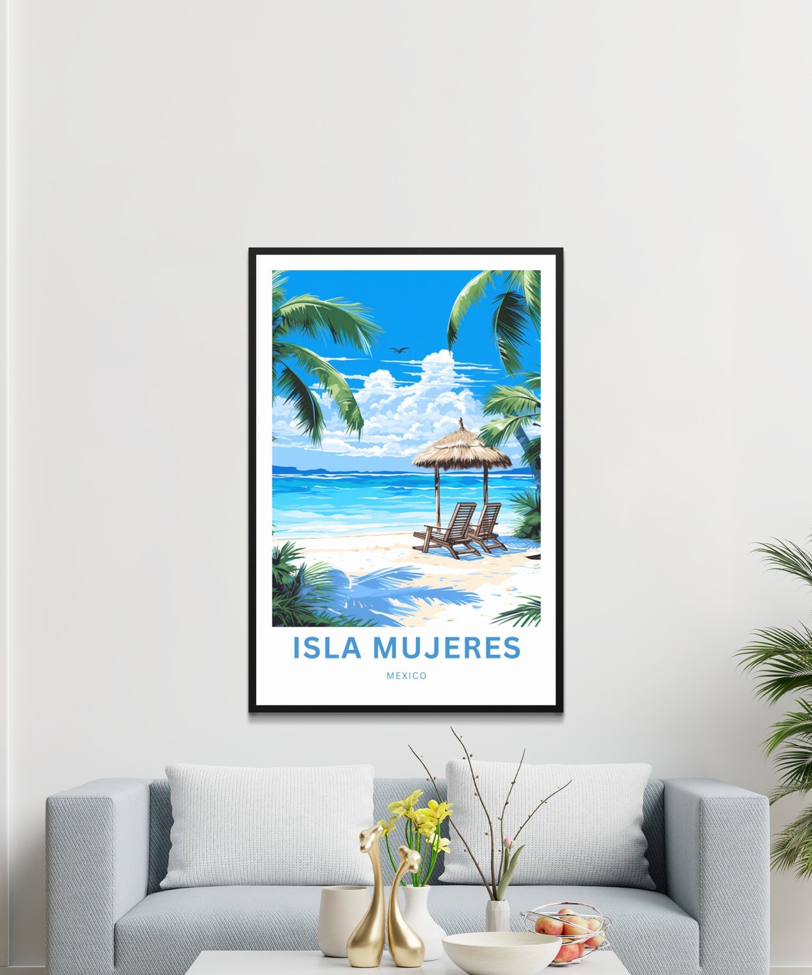 Personalized Isla Mujeres Travel Print Isla Mujeres Poster Mexico Wall Art Framed Present Gift Mexico Present - Image 3