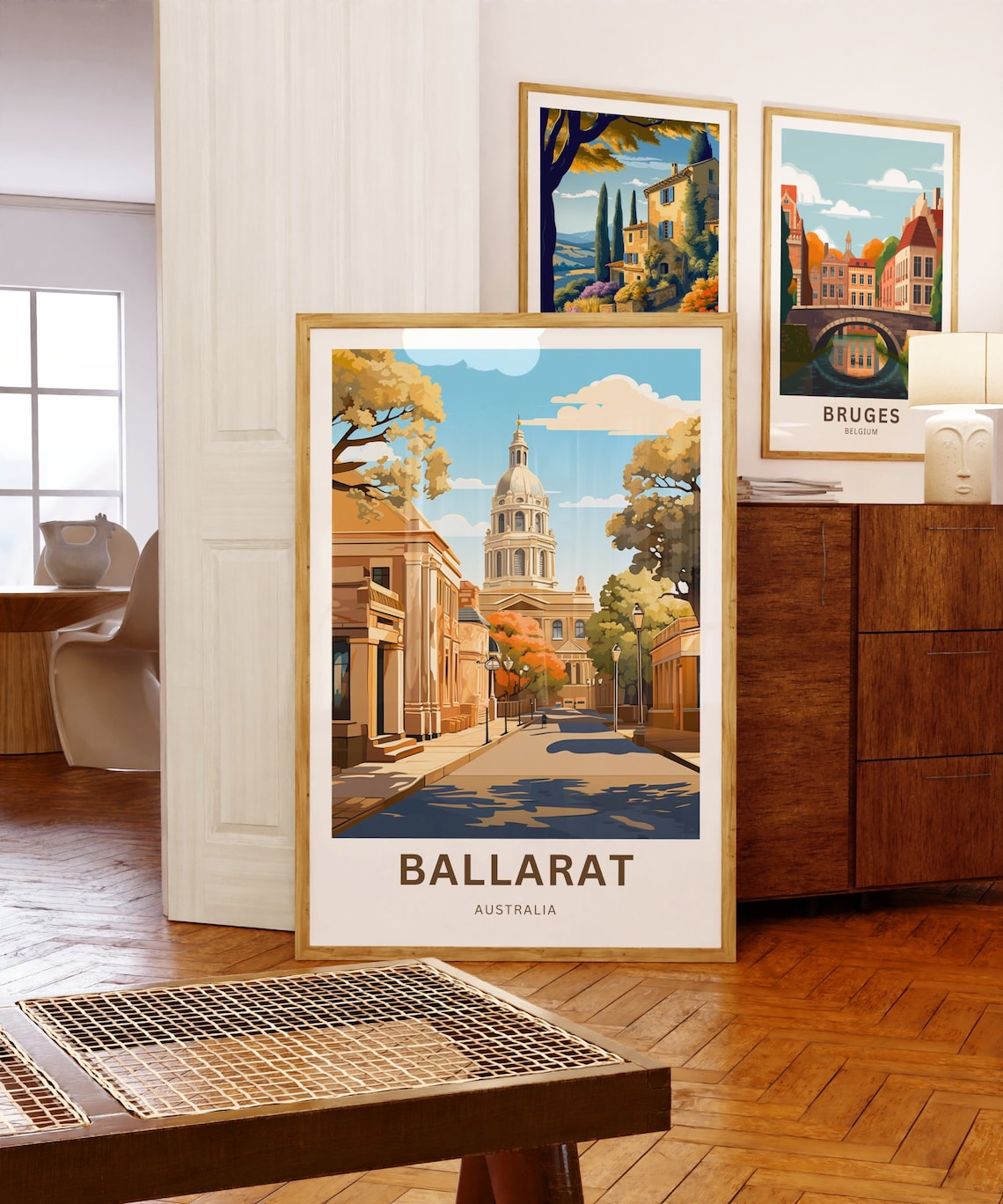 Ballarat Australia Autumn Streetscape Dome Tower Art Travel Poster - Image 5
