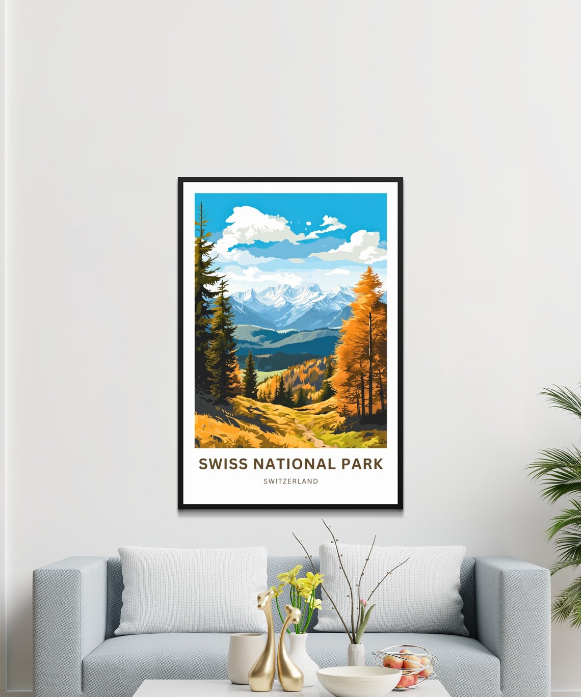 Personalized Swiss National Park Autumn Larch Forest Mountain Poster - Image 3