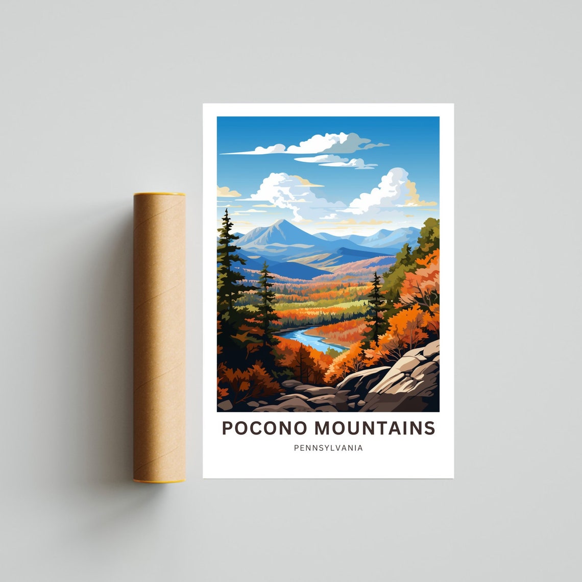 Pocono Mountains Pennsylvania Scenic Autumn Foliage Art Poster - Image 4