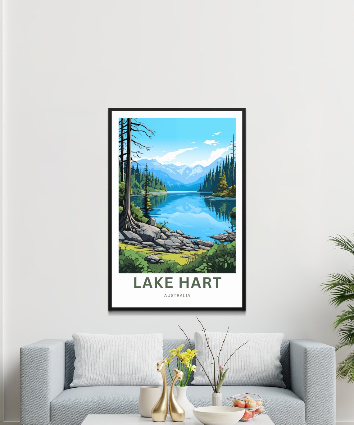 Personalized Lake Hart Australia Alpine Lake Vintage Travel Poster - Image 3