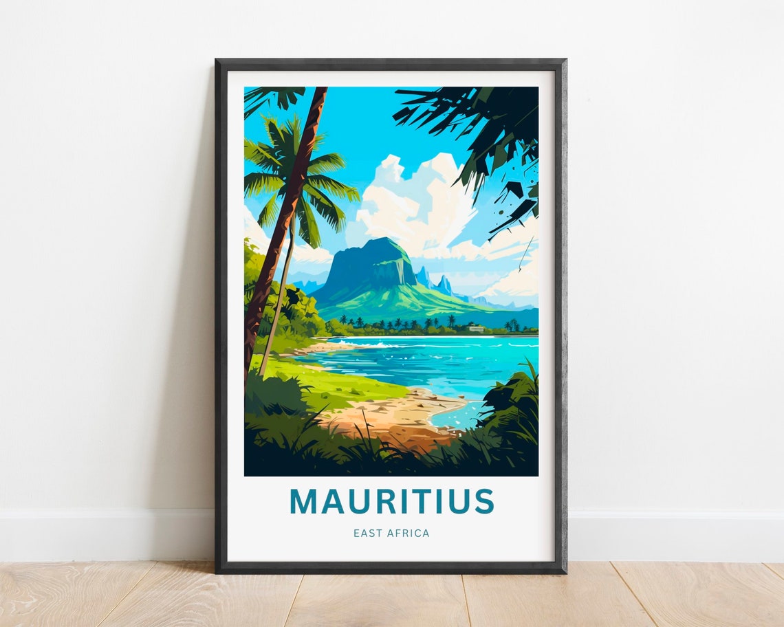 Mauritius Travel Print Mauritius Poster Africa Wall Art Framed Present Gift Africa Present