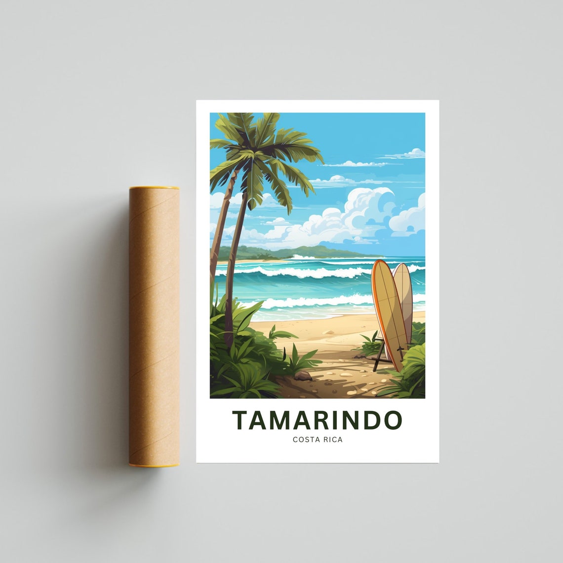 Tamarindo Costa Rica Surf Beach Palm Trees Personalized Poster - Image 4