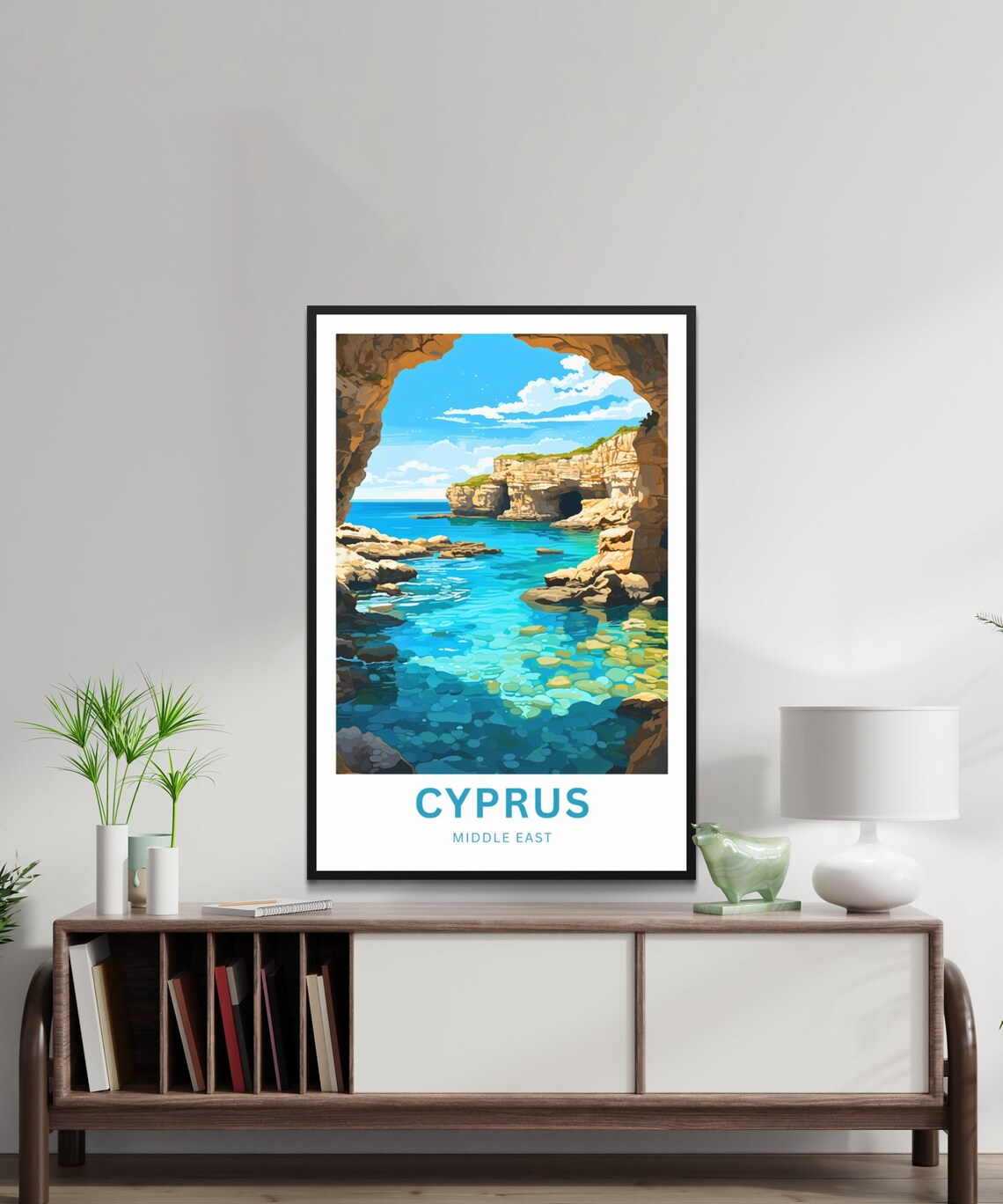 Cyprus Sea Cave Arch Coast Crystal Waters Vintage Travel Poster - Image 3