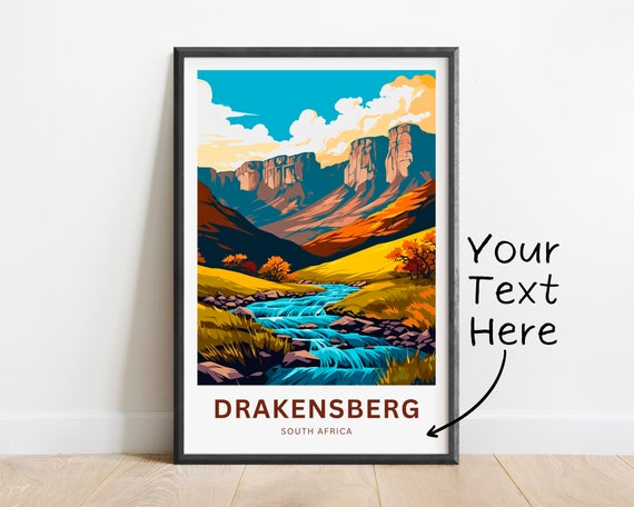 Personalized Drakensberg Travel Print Drakensberg Poster South Africa Wall Art Framed Present Gift South Africa Present
