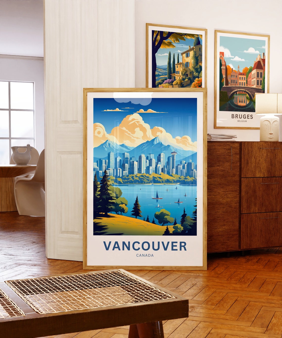 Personalized Vancouver Canada Harbor Skyline Sailboats Poster - Image 5