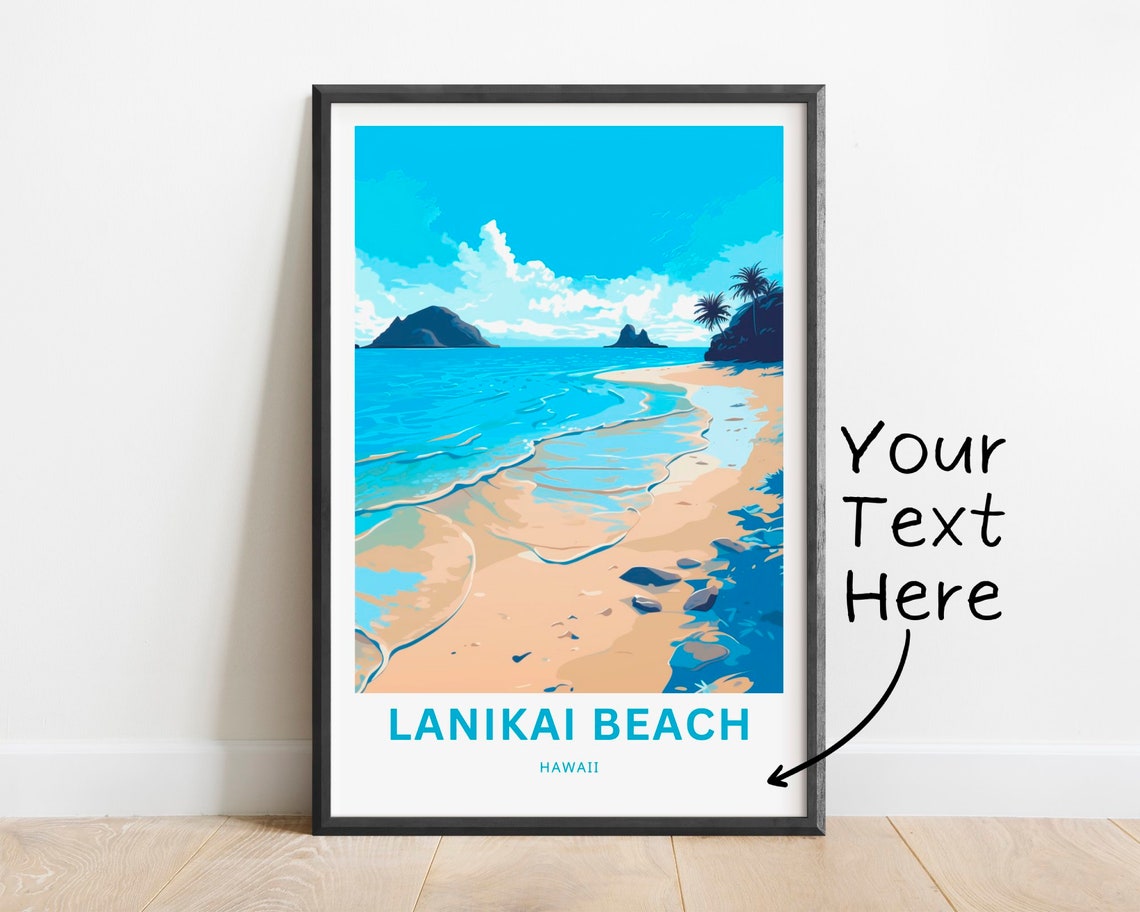 Lanikai Beach Hawaii Sandy Shore Ocean Waves Island Travel Poster